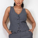 Buttoned Solid V-neck Vest Top