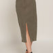 Front Open Slit Corduroy Midi Skirt
