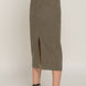 Front Open Slit Corduroy Midi Skirt