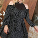 Plus Size Round Neck Contrast Mesh Cold Shoulder Ruffle Detail Back Tie Leopard Printed Dress
