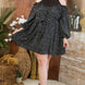 Plus Size Round Neck Contrast Mesh Cold Shoulder Ruffle Detail Back Tie Leopard Printed Dress