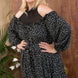 Plus Size Round Neck Contrast Mesh Cold Shoulder Ruffle Detail Back Tie Leopard Printed Dress