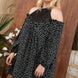 Plus Size Round Neck Contrast Mesh Cold Shoulder Ruffle Detail Back Tie Leopard Printed Dress
