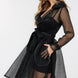 Side Tacking Waist Tie Mesh Coat