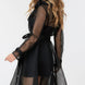 Side Tacking Waist Tie Mesh Coat