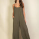 Spaghetti Strap Solid Wide Jumpsuit