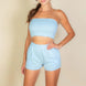 Simple Solid Color Tube Top And Shorts Two Piece Set