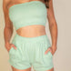 Simple Solid Color Tube Top And Shorts Two Piece Set