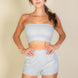 Simple Solid Color Tube Top And Shorts Two Piece Set