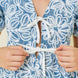 Denim Embroidered Crop Top With Front Tie Detail