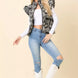 Floral Velvet Embroidered Denim Puffer Vest