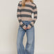 Long Sleeve Crew Neck Stripe Sweater