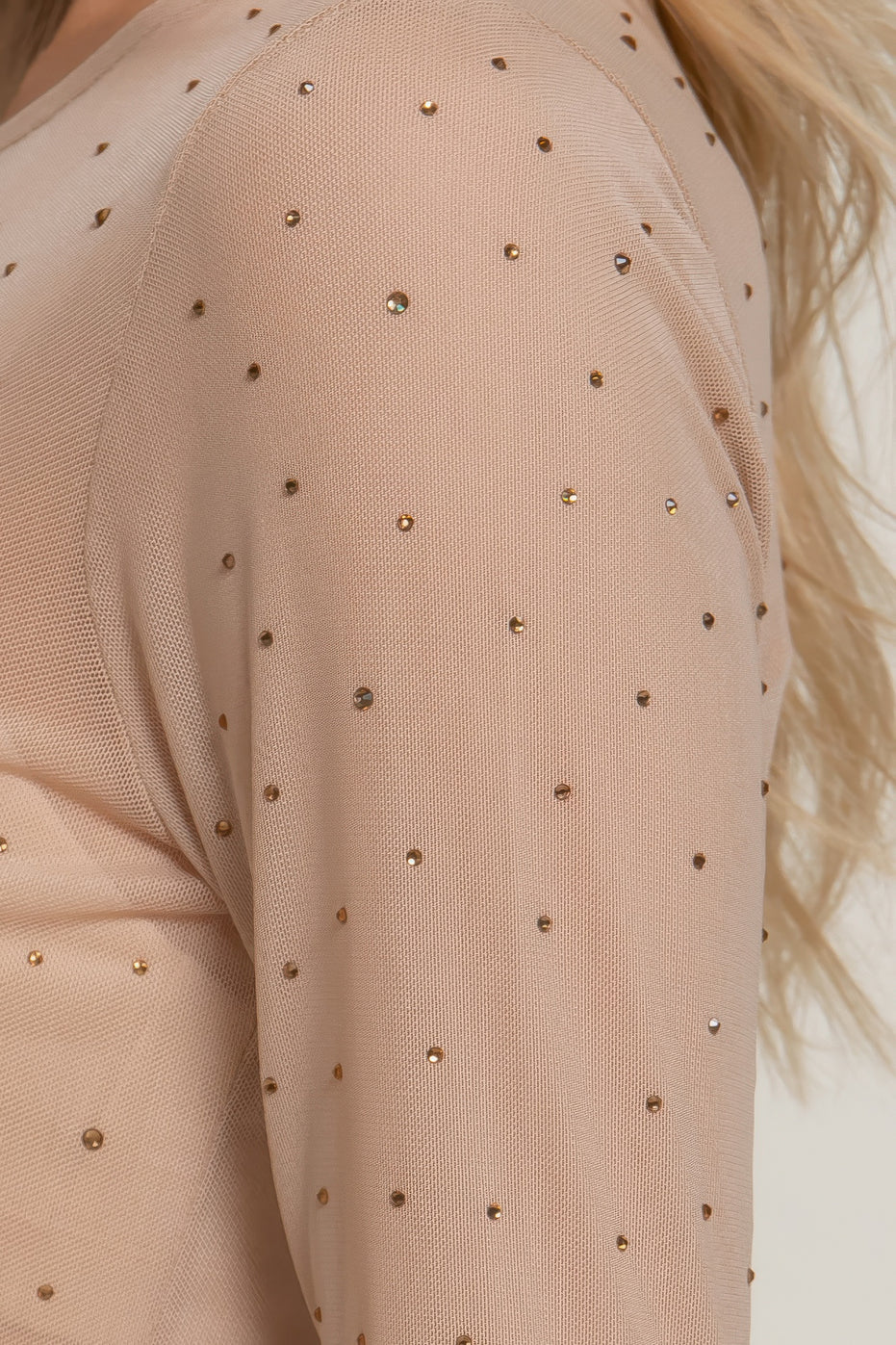 Long Sleeve Mesh w/ Rhinestone Top
