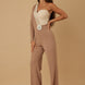 Snowflae Stone On Waist Half Shoulder Jumpsuit