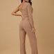 Snowflae Stone On Waist Half Shoulder Jumpsuit