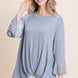 Animal Print Contrast Bell Sleeves Fashion Top With Gathered Front Hem