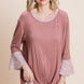 Animal Print Contrast Bell Sleeves Fashion Top With Gathered Front Hem