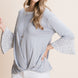 Animal Print Contrast Bell Sleeves Fashion Top With Gathered Front Hem