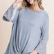 Animal Print Contrast Bell Sleeves Fashion Top With Gathered Front Hem