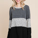 Colorblock Floral Contrast Long Sleeve Top