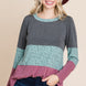 Colorblock Floral Contrast Long Sleeve Top