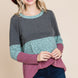 Colorblock Floral Contrast Long Sleeve Top