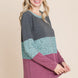 Colorblock Floral Contrast Long Sleeve Top