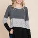 Colorblock Floral Contrast Long Sleeve Top