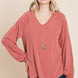 Casual V Neck Basic Long Sleeve Top