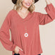 Casual V Neck Basic Long Sleeve Top