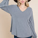 Casual V Neck Basic Long Sleeve Top