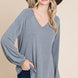 Casual V Neck Basic Long Sleeve Top