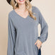 Casual V Neck Basic Long Sleeve Top