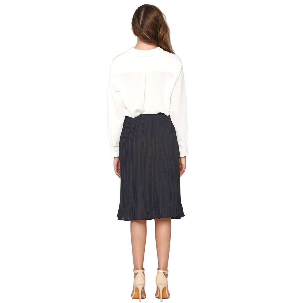 Pleione Women's High Waisted Pleated Midi Skirt