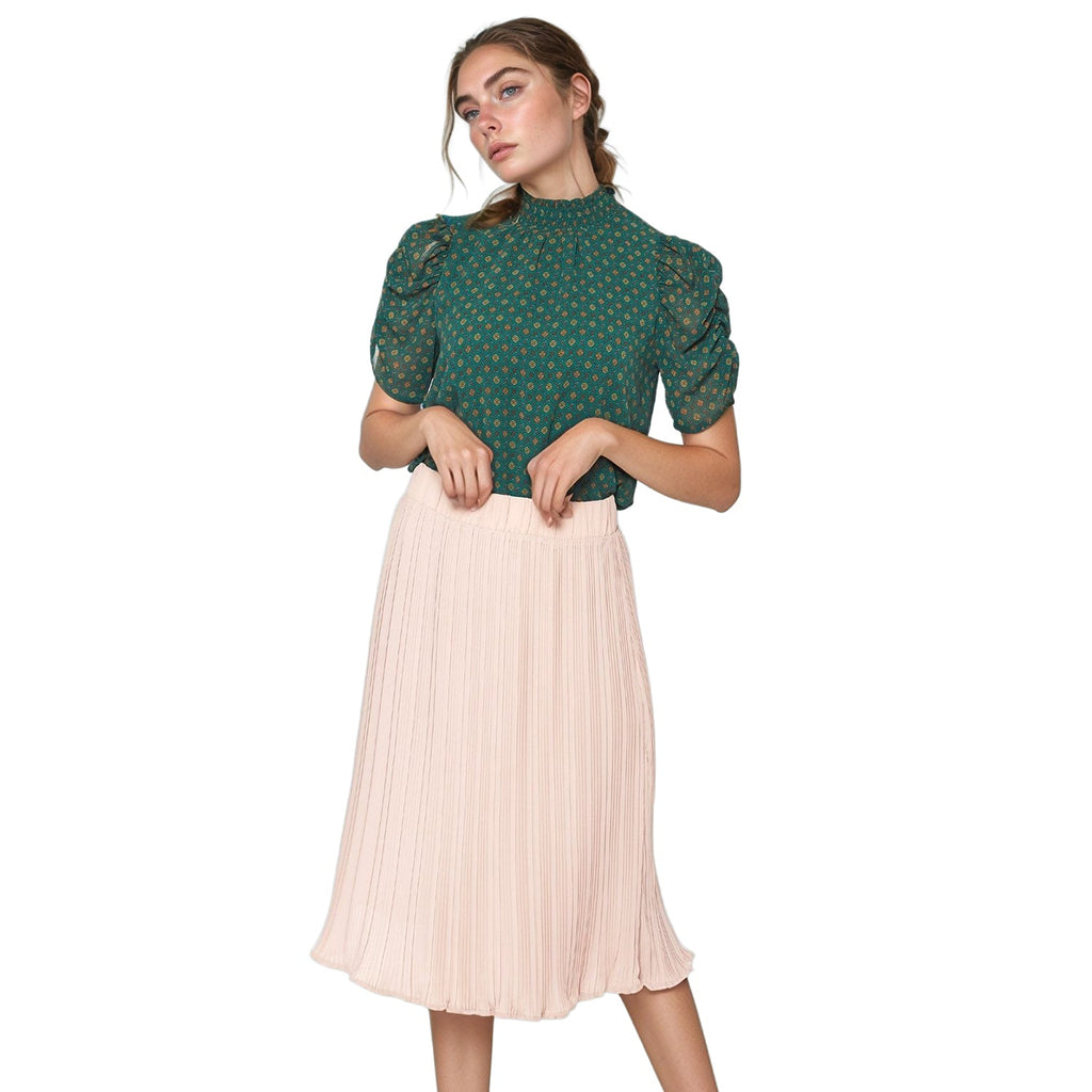 Pleione Women's High Waisted Pleated Midi Skirt