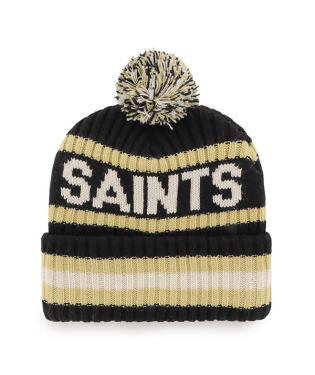 New Orleans Saints - Black Bering Cuff Knit Beanie Hat With Pom, 47 Brand
