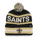 New Orleans Saints - Black Bering Cuff Knit Beanie Hat With Pom, 47 Brand