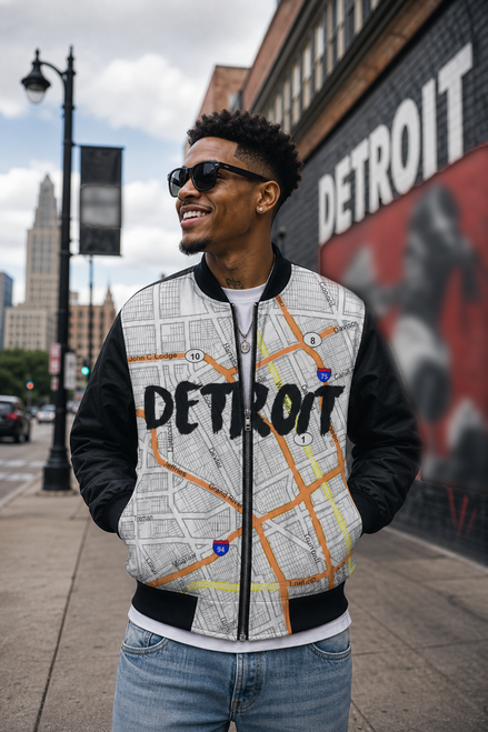 Detroit Kimante Black AOP Bomber Jacket