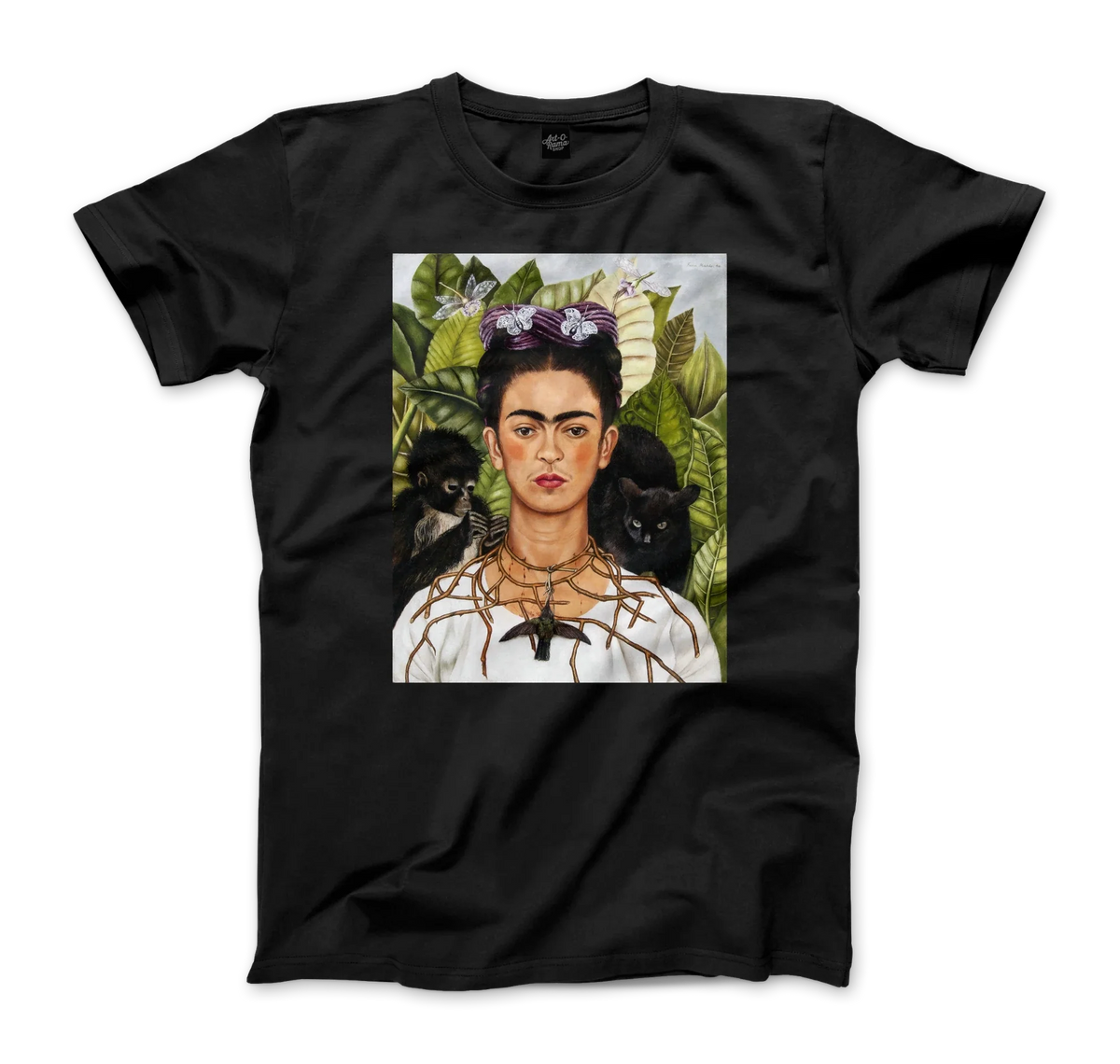 Frida Kahlo Self-Portrait With Thorn Necklace and Hummingbird Art T-Shirt