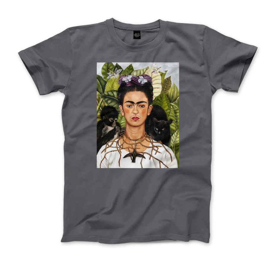 Frida Kahlo Self-Portrait With Thorn Necklace and Hummingbird Art T-Shirt