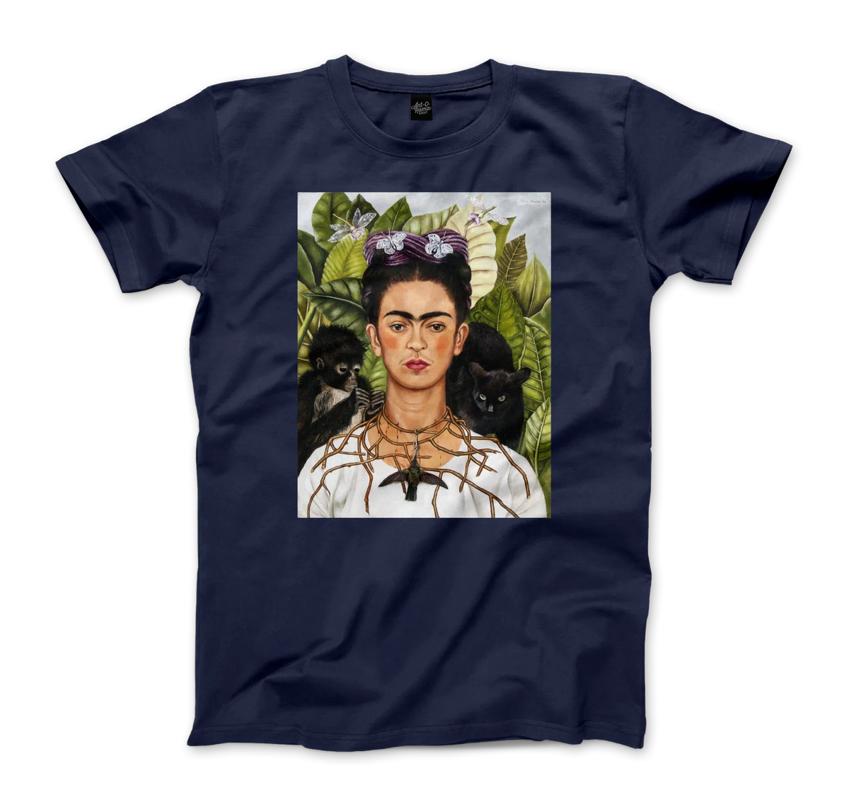 Frida Kahlo Self-Portrait With Thorn Necklace and Hummingbird Art T-Shirt