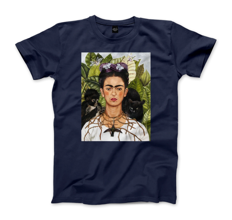 Frida Kahlo Self-Portrait With Thorn Necklace and Hummingbird Art T-Shirt