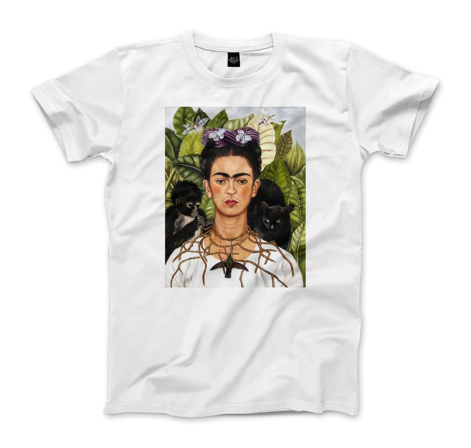 Frida Kahlo Self-Portrait With Thorn Necklace and Hummingbird Art T-Shirt