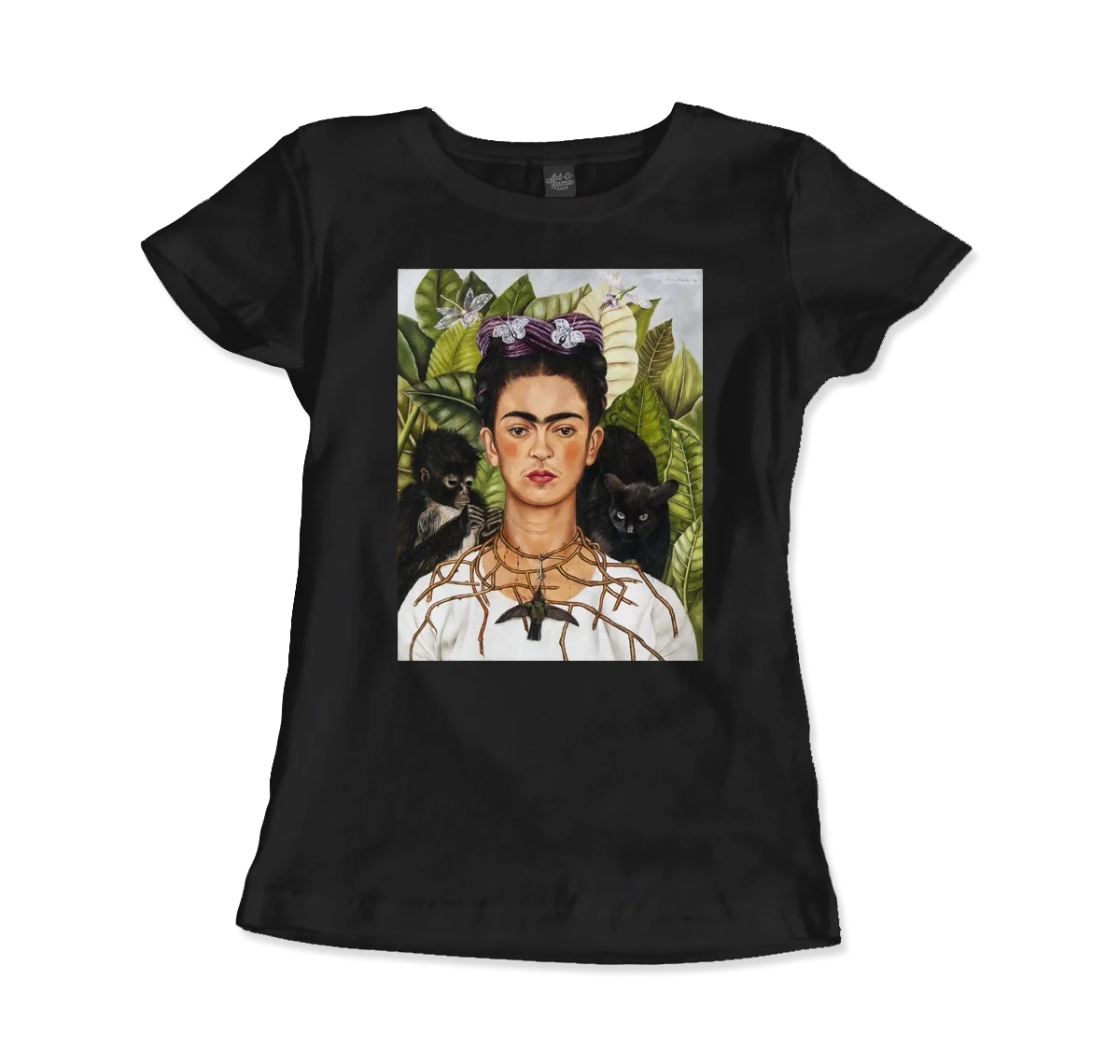 Frida Kahlo Self-Portrait With Thorn Necklace and Hummingbird Art T-Shirt
