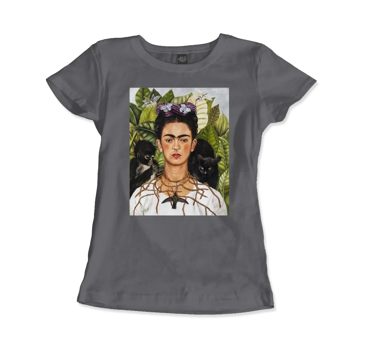 Frida Kahlo Self-Portrait With Thorn Necklace and Hummingbird Art T-Shirt