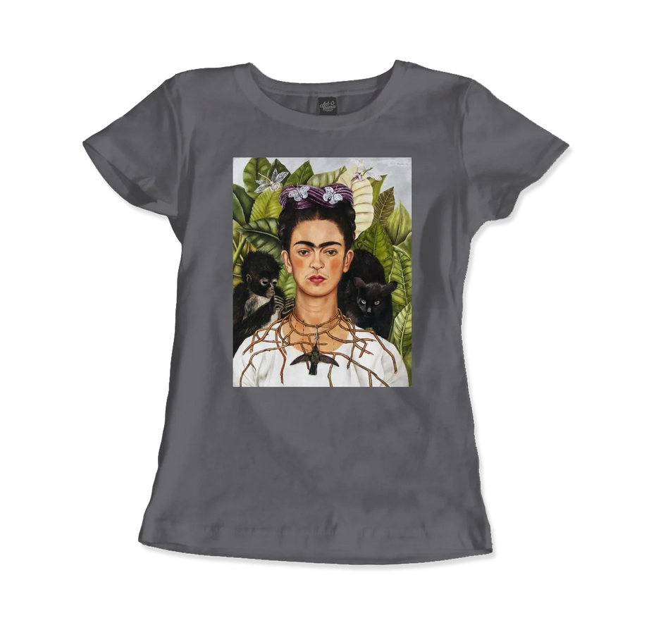 Frida Kahlo Self-Portrait With Thorn Necklace and Hummingbird Art T-Shirt