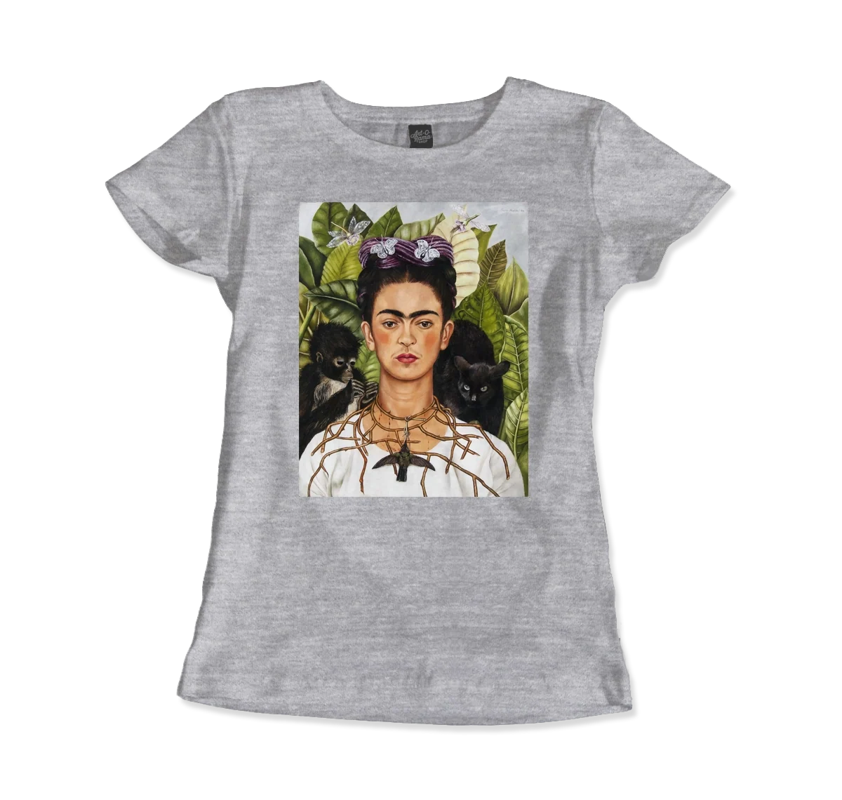 Frida Kahlo Self-Portrait With Thorn Necklace and Hummingbird Art T-Shirt