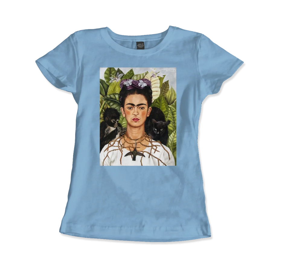Frida Kahlo Self-Portrait With Thorn Necklace and Hummingbird Art T-Shirt