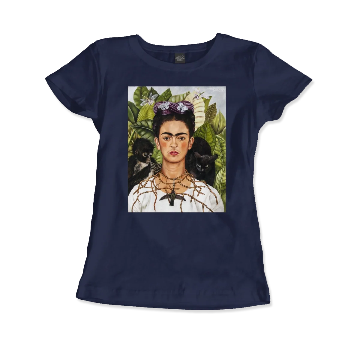 Frida Kahlo Self-Portrait With Thorn Necklace and Hummingbird Art T-Shirt