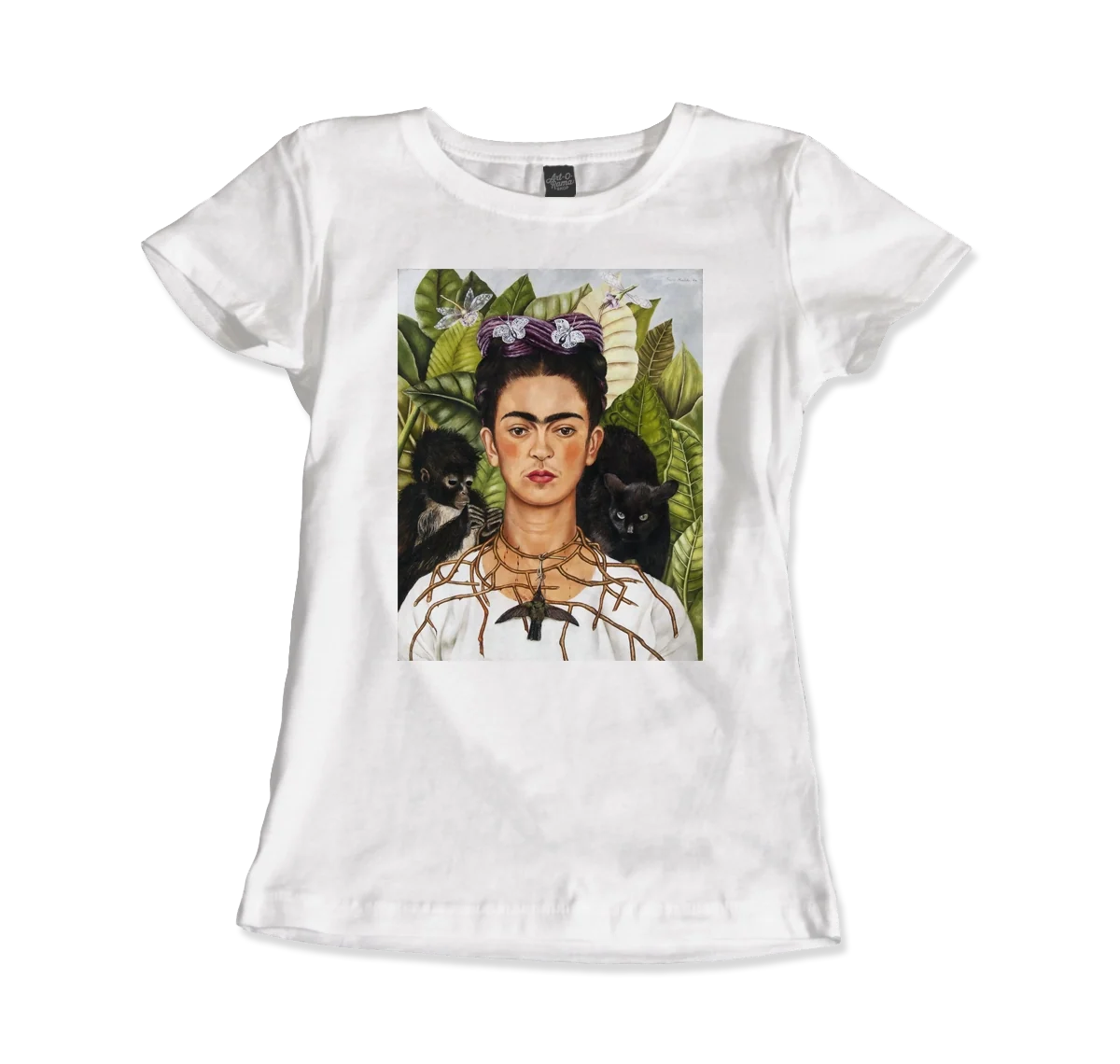 Frida Kahlo Self-Portrait With Thorn Necklace and Hummingbird Art T-Shirt